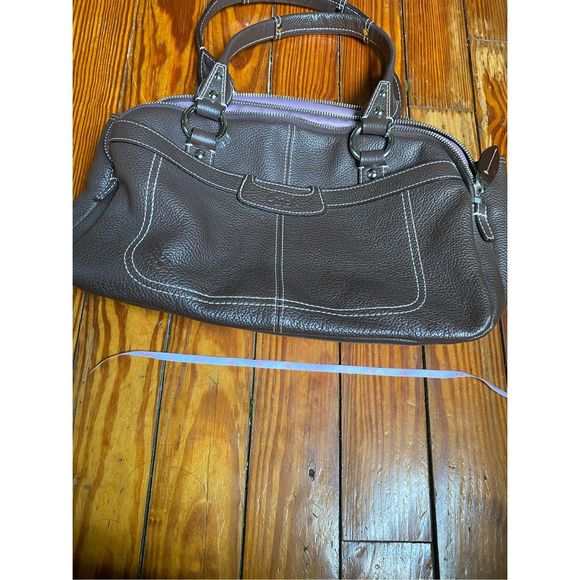 Coach Penelope F14685 Brown Pebbled Leather Silver Hardware Handbag Satchel - Picture 10 of 12